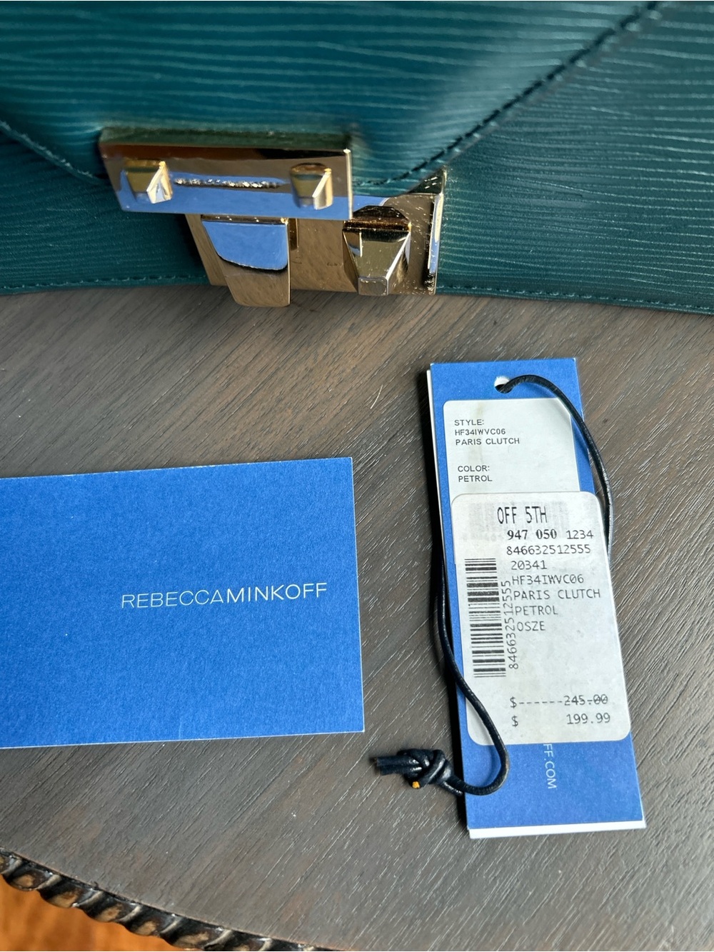 Rebecca Minkoff Textured Leather Paris Clutch, Gold-Tone Hardware, Vintage CLEAN - Picture 9 of 16